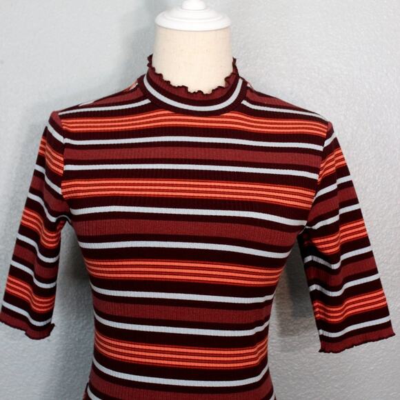 UO Urban Outfitters Striped Ribbed Knit Midi Dress Size M - Picture 4 of 10